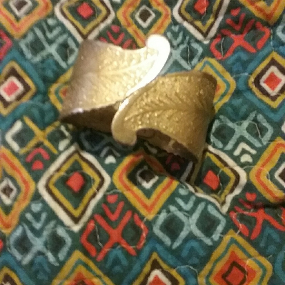 Vintage gold feather wrap bracelet cuff